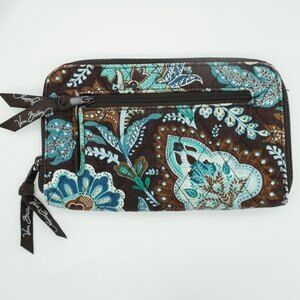 Vera Bradley Java Blue Zip Around Quilted Wallet Clutch